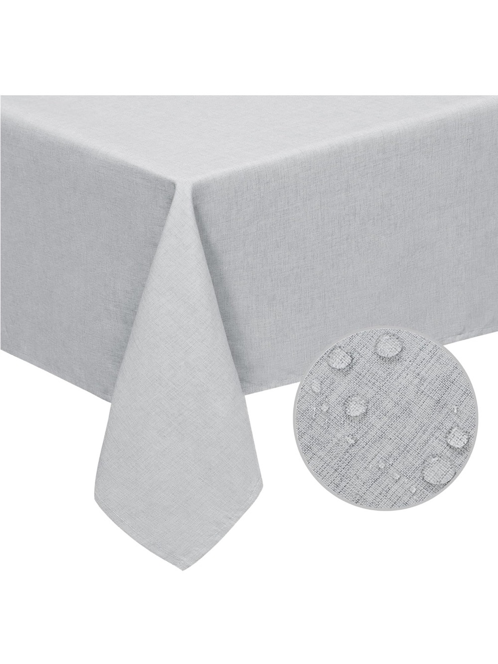 NEW Easy-Care Waterproof Faux Linen Tablecloth, Rectangle, 60x84”, Grey